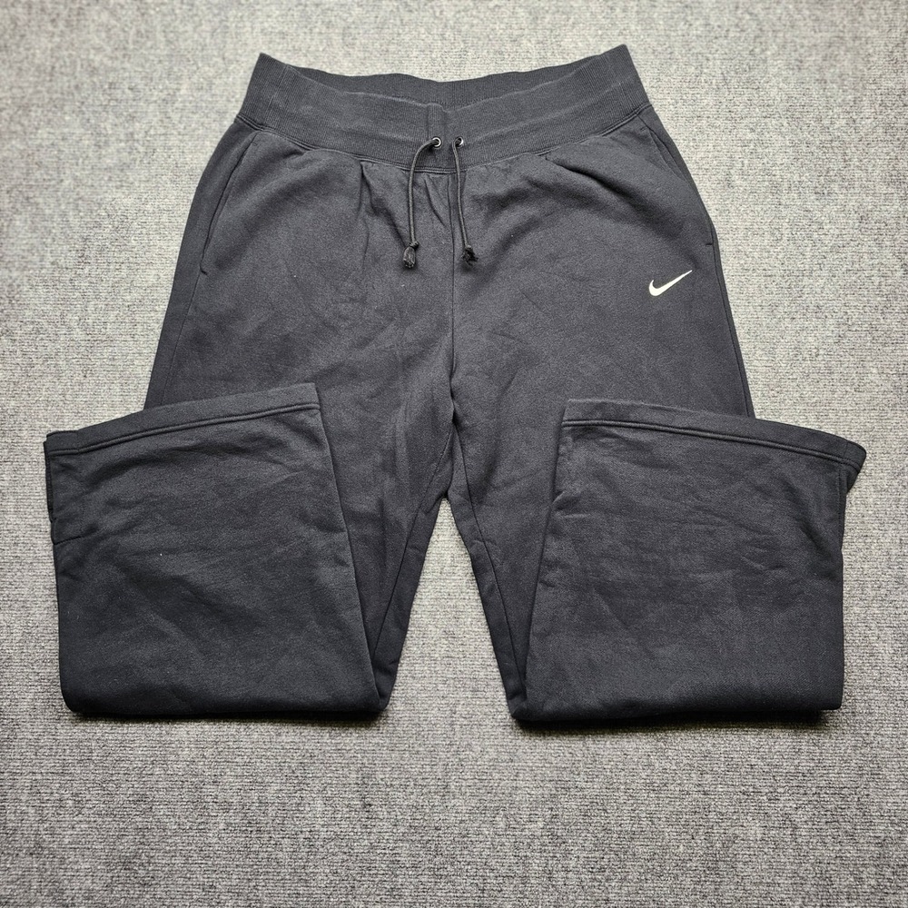 Nike Mens XL Tall Fleece Sweatpants Black Wide Leg Open Hem Drawstring RN56323